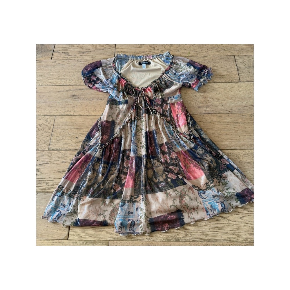 Urban Outfitters Sammy Patchwork Floral Babydoll‎ Mini Dress Size: Small (379)